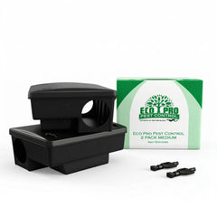 Eco Pro Pest Control front view of medium bait station showing secure exterior benefit
