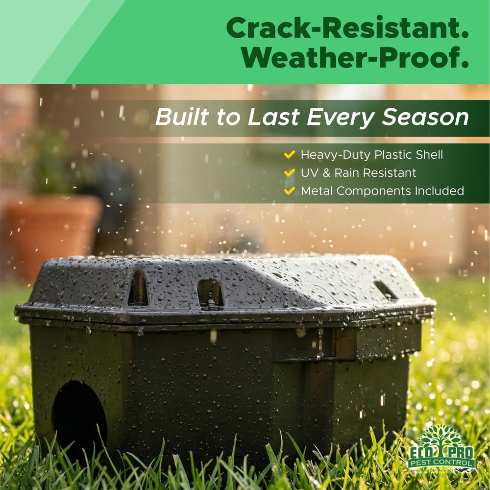 Eco Pro bait station placed in garage protecting storage areas from rodents