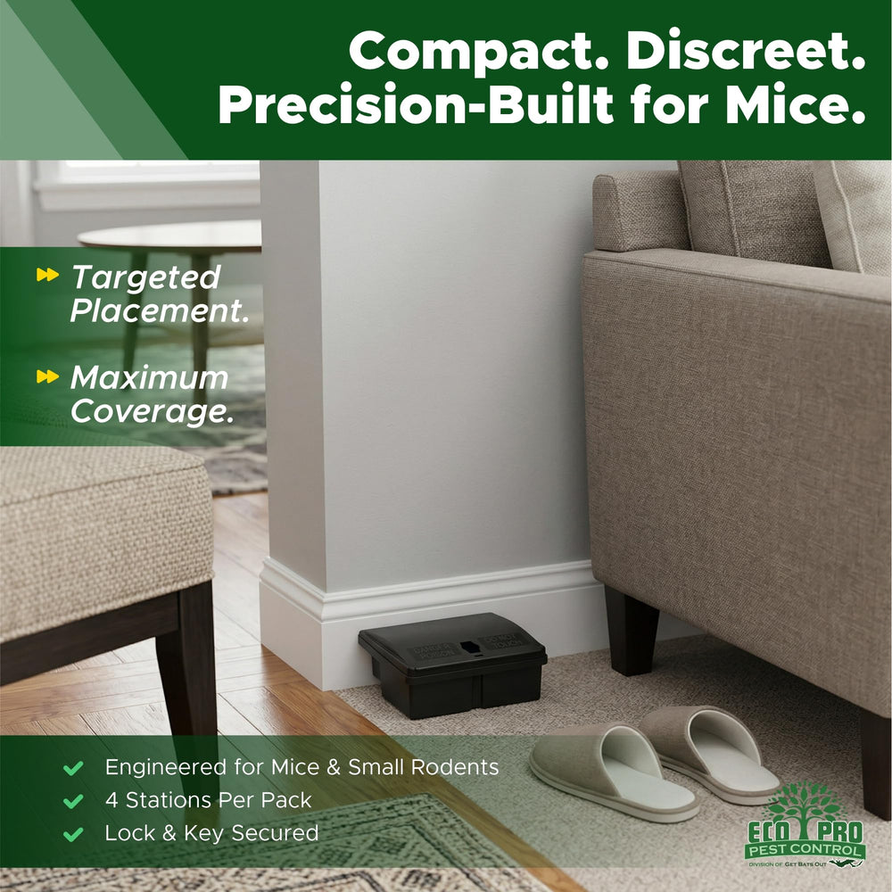 Eco Pro Pest Control open interior shows bait tray for easy refill and monitoring
