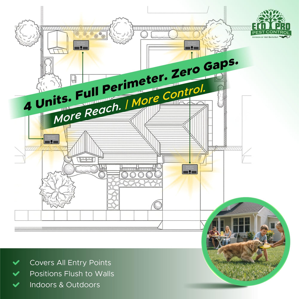 Eco Pro Pest Control next to smartphone illustrates small footprint for tight spaces