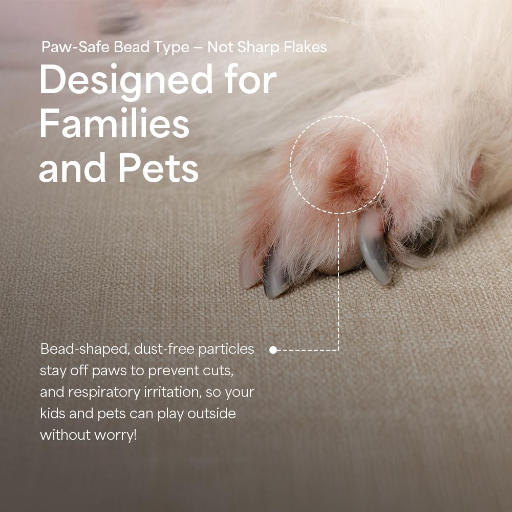 ECO-ST near pet paws demonstrating gentler formula for pet safety