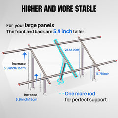 ECO-WORTHY center support rod detail showing reinforced anti-sag benefit