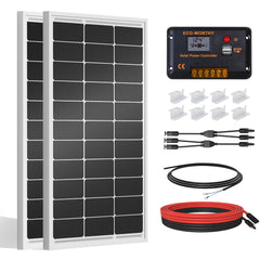 ECO-WORTHY front packaging showing full 200W kit and included parts benefits easy setup