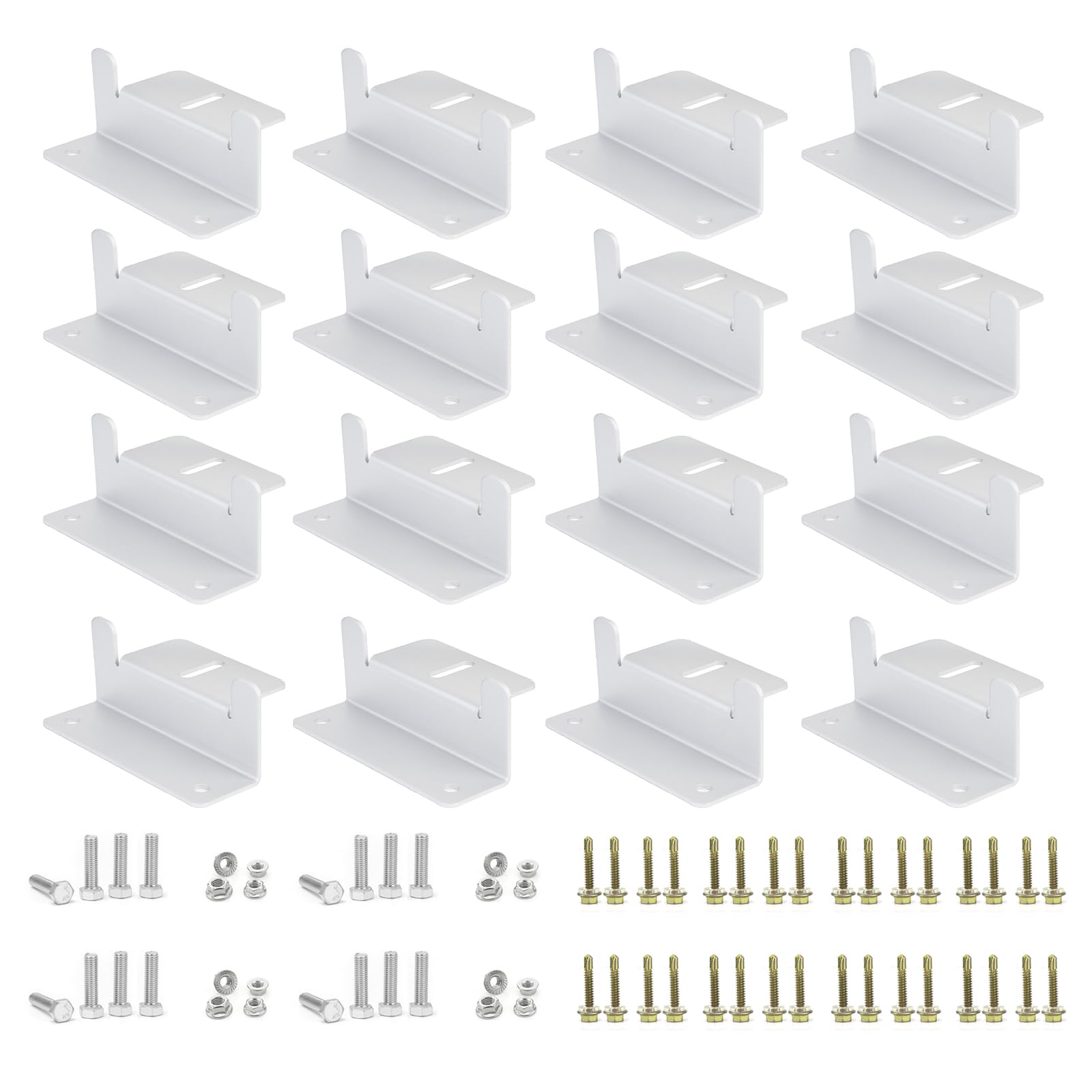 ECO-WORTHY front packaging showing 16 Z brackets and included screws for quick identification and purchase benefit
