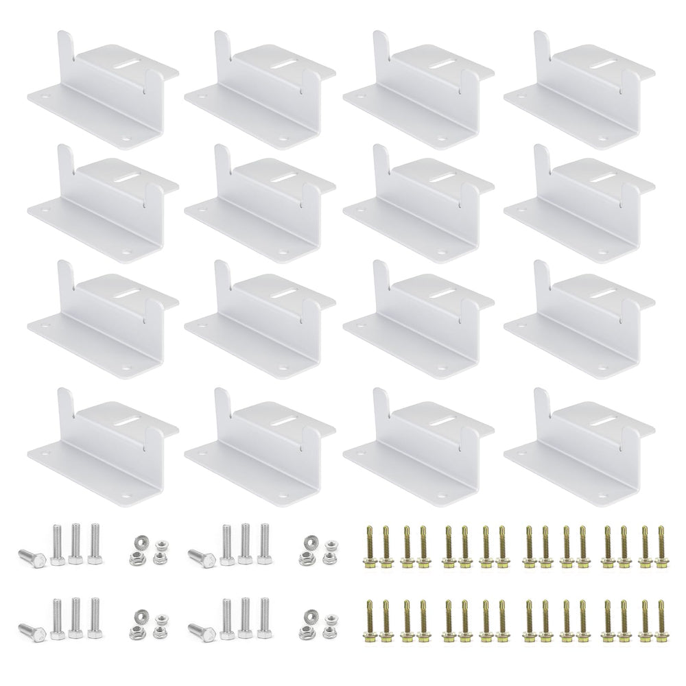 ECO-WORTHY front packaging showing 16 Z brackets and included screws for quick identification and purchase benefit