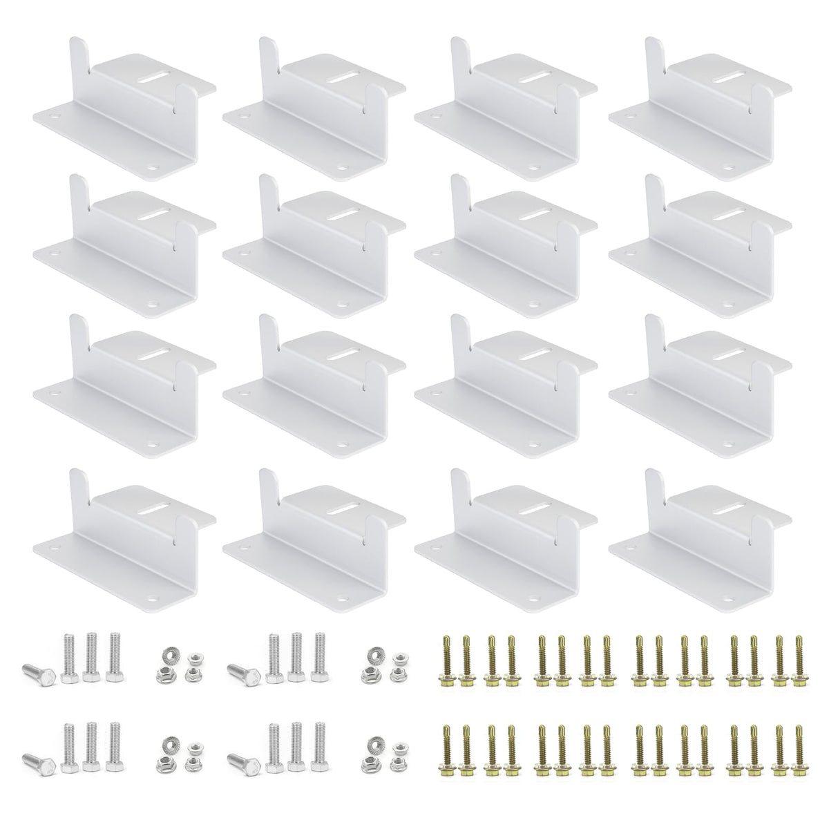 ECO-WORTHY front packaging showing 16 Z brackets and included screws for quick identification and purchase benefit