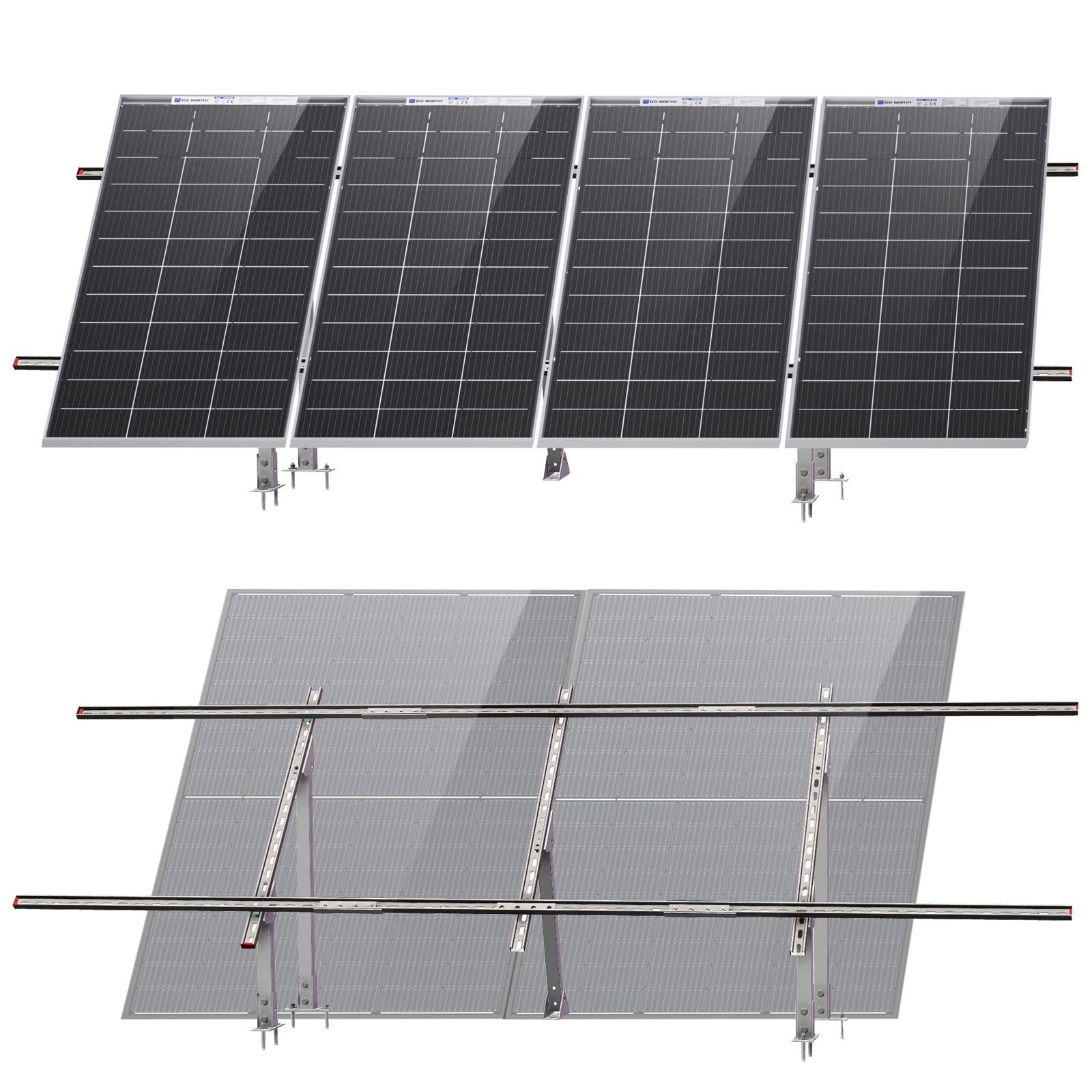 ECO-WORTHY front packaging showing complete ground mount kit and components