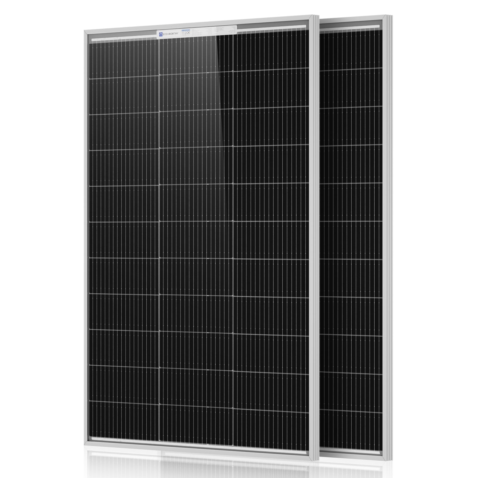 ECO-WORTHY front view of both 100W panels showing compact design and power