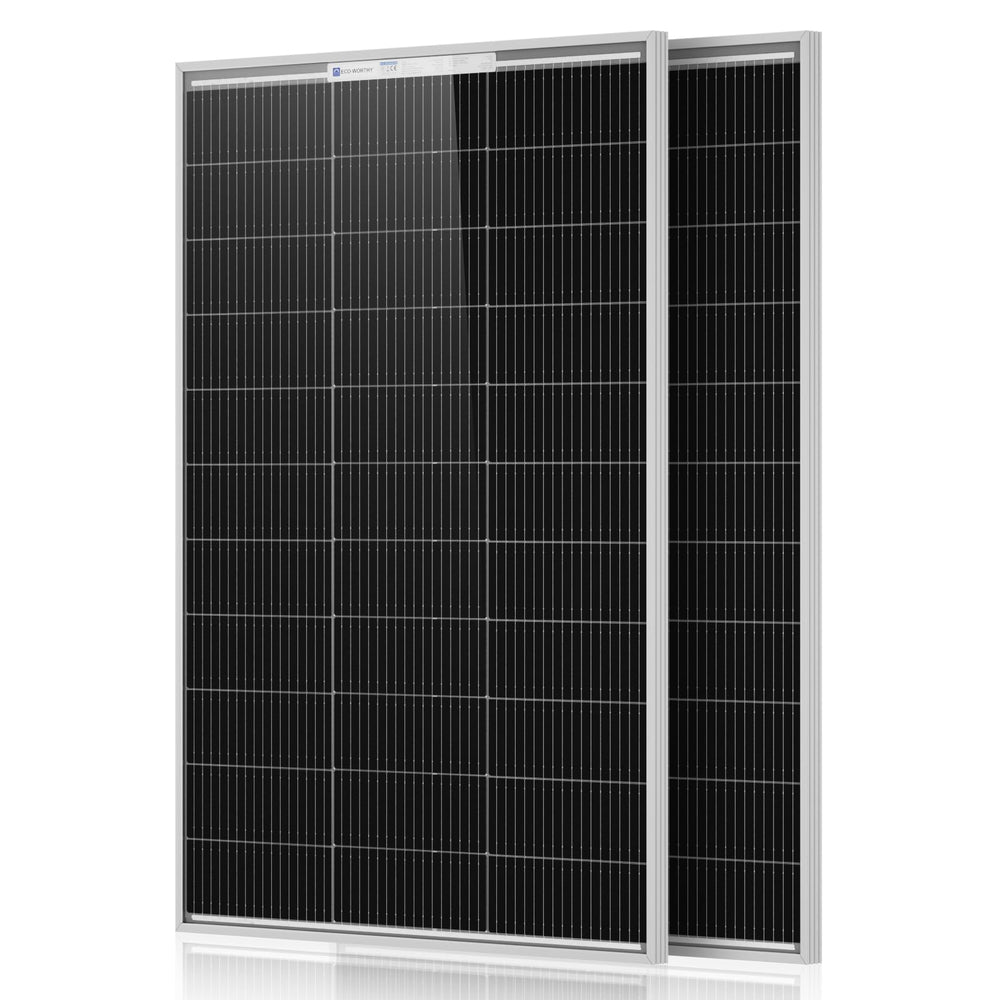 ECO-WORTHY front view of both 100W panels showing compact design and power