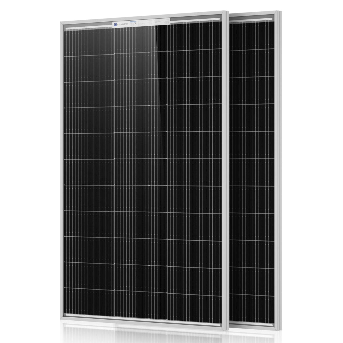 ECO-WORTHY front view of both 100W panels showing compact design and power