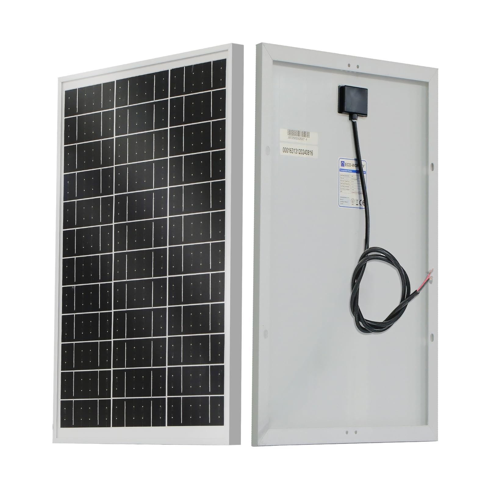 ECO-WORTHY front view of panel showing solar cells and compact design for portable charging