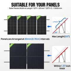 ECO-WORTHY side profile of assembled mount demonstrating stable panel support