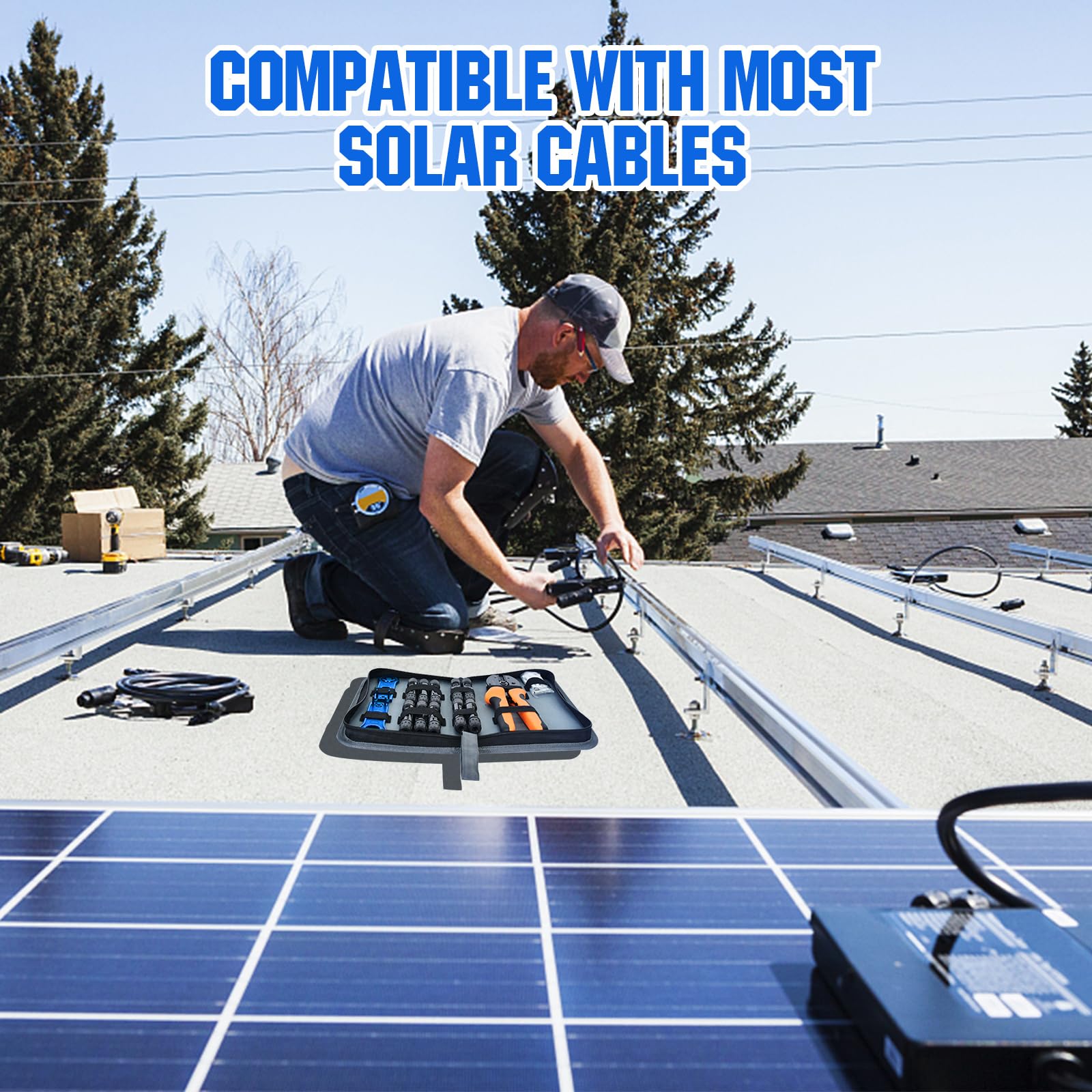ECO-WORTHY size comparison with ruler showing compact kit portability for installers