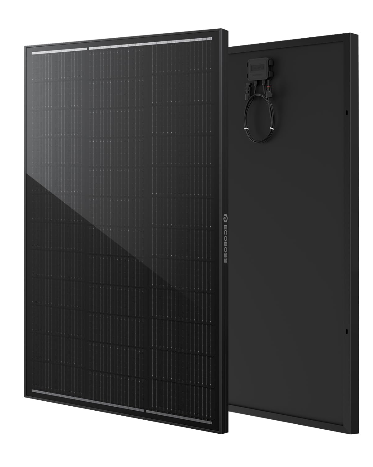 ECOBOSS front panel view showing full module and clear cell layout for reliable energy