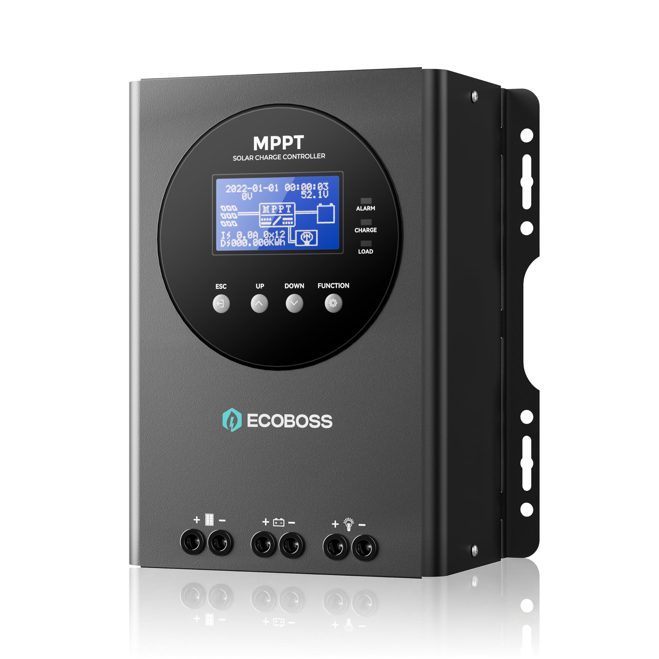 ECOBOSS front panel showing ports and indicators for easy installation benefit