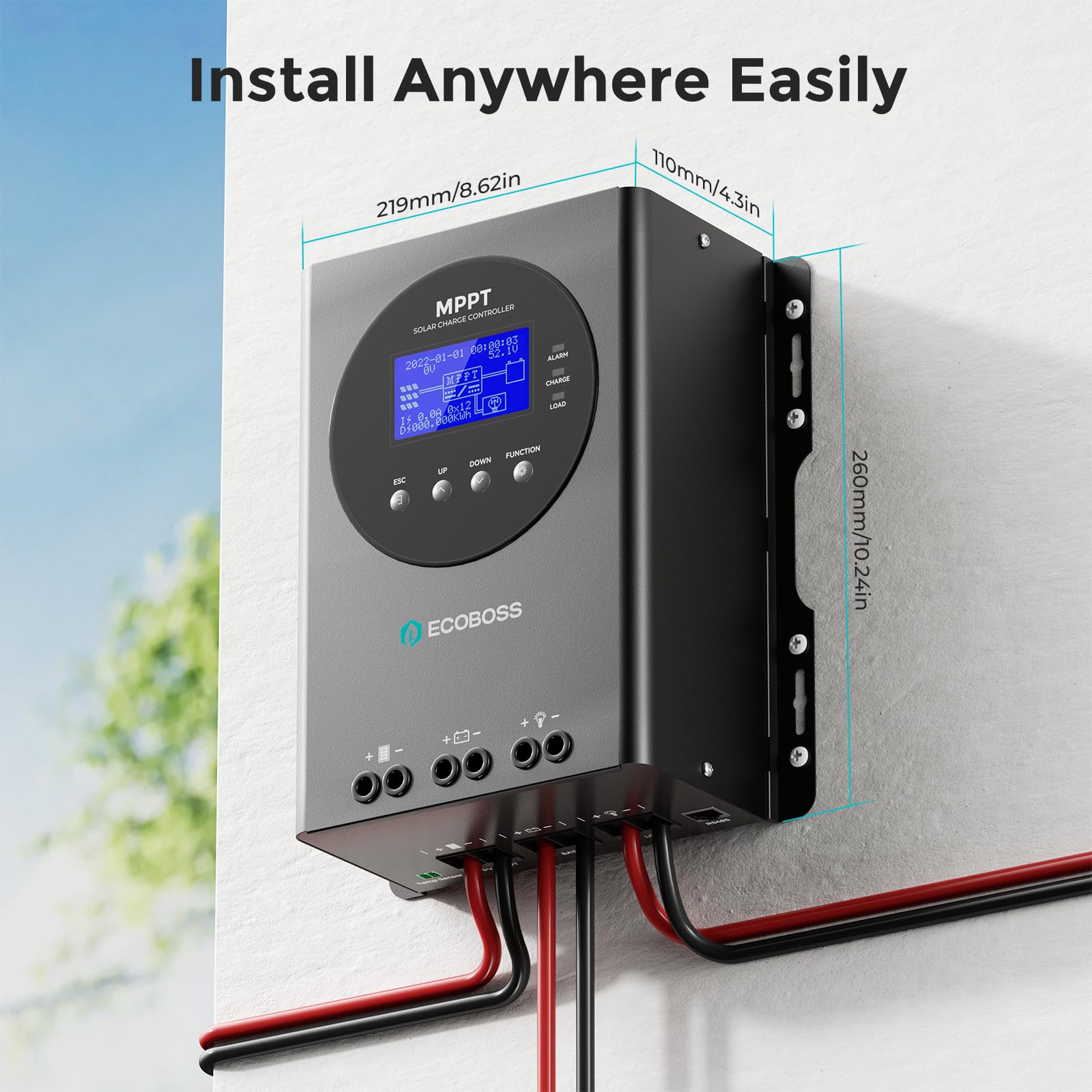ECOBOSS product label and specs sticker detailing ratings for installer clarity