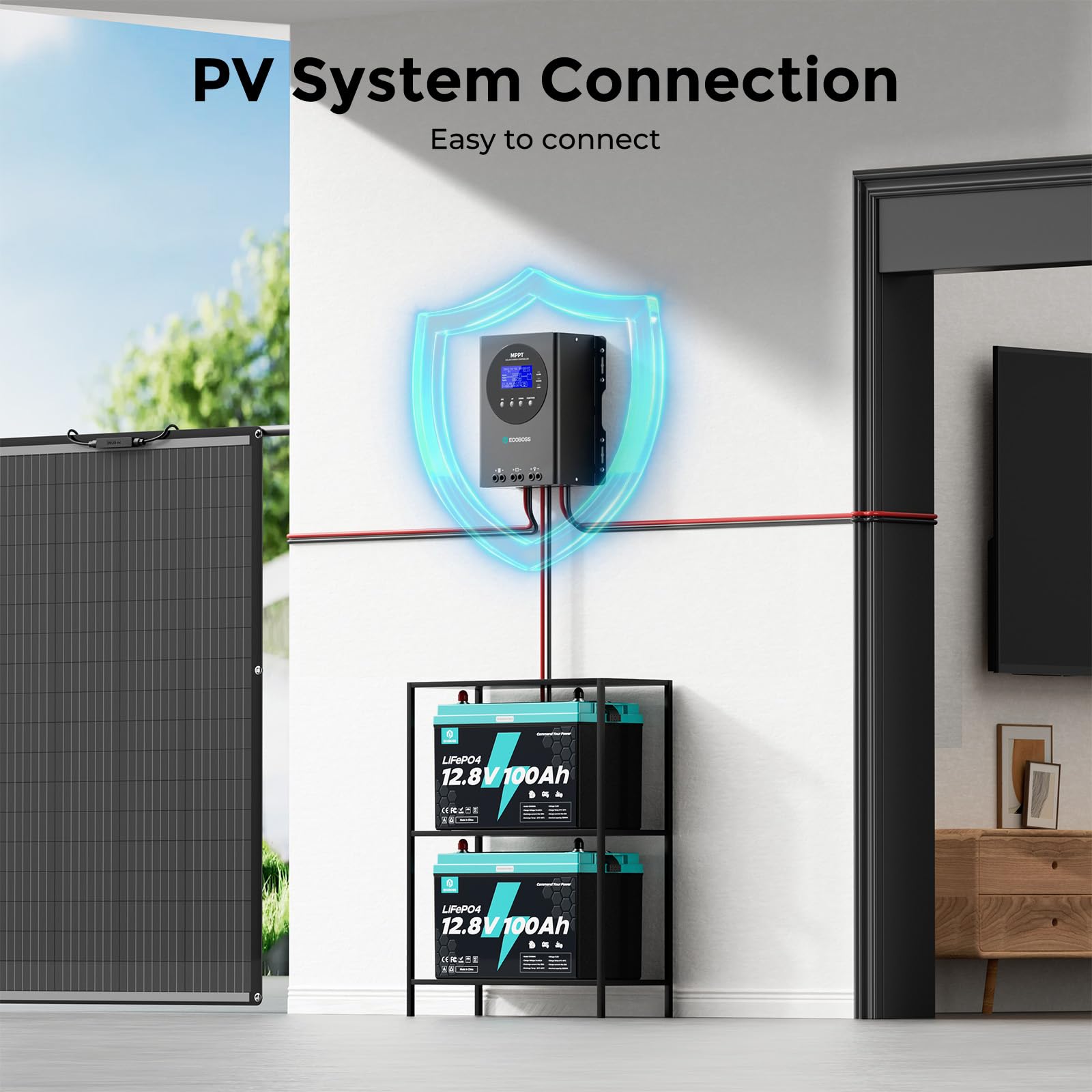 ECOBOSS installed in an RV solar setup showing practical on-vehicle use