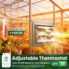 ecoCalm battery box with thermostat detail showing adjustable temperature control benefit