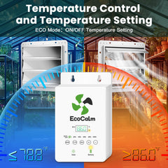 ecoCalm fan blades and motor close-up highlighting aerodynamic design for stronger airflow