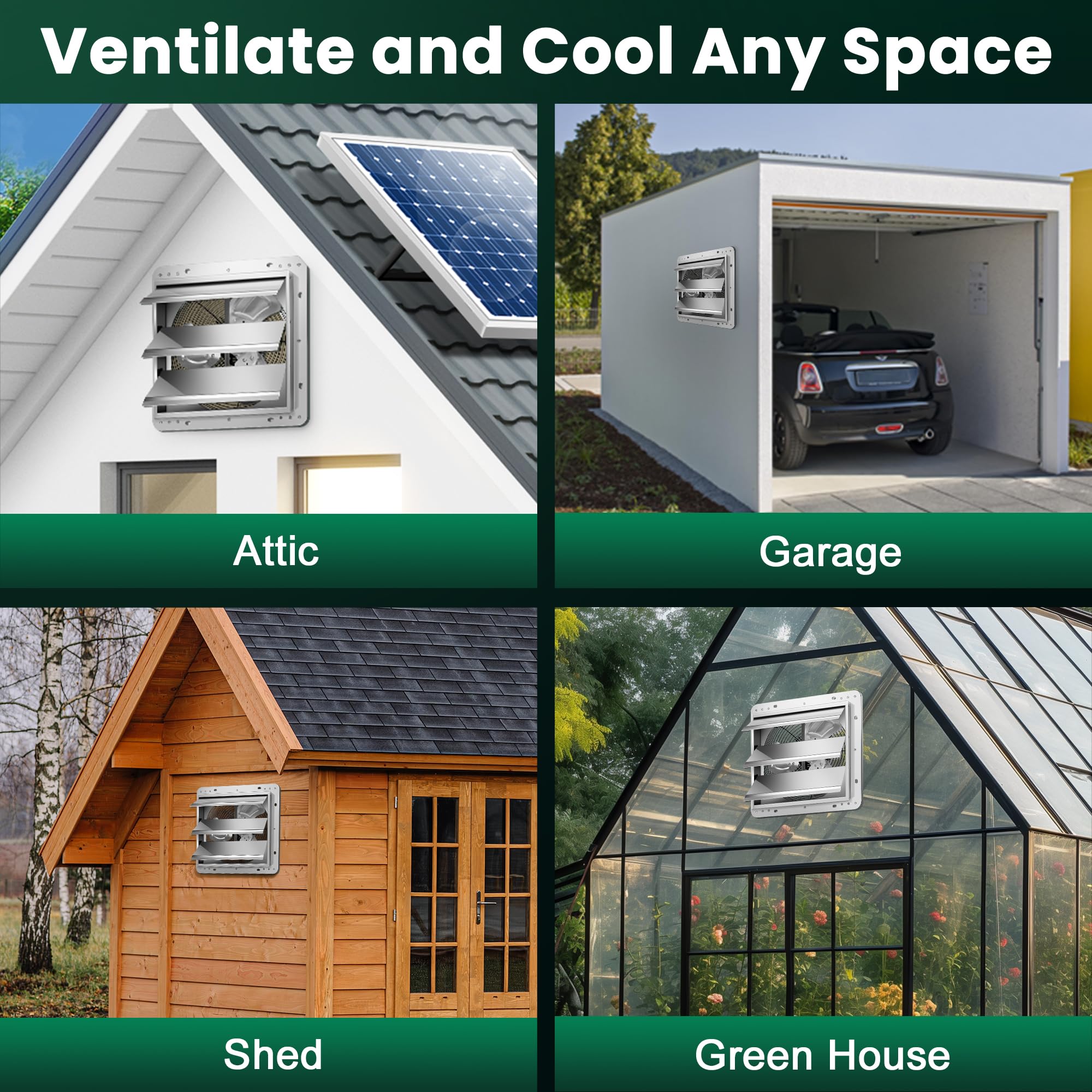 ecoCalm installed in a greenhouse wall showing ventilation and healthier air circulation
