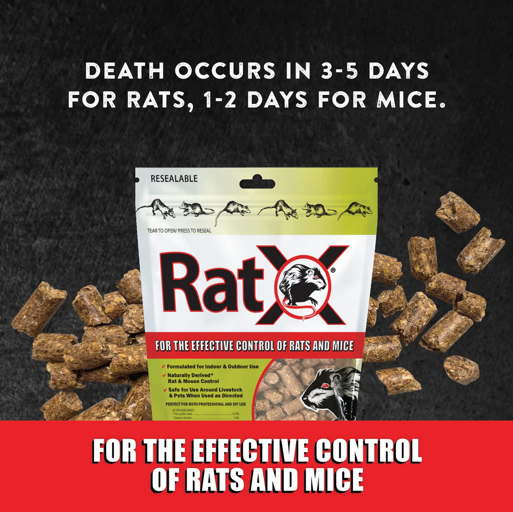 EcoClear RatX open bag with pellets visible to show product volume and appearance