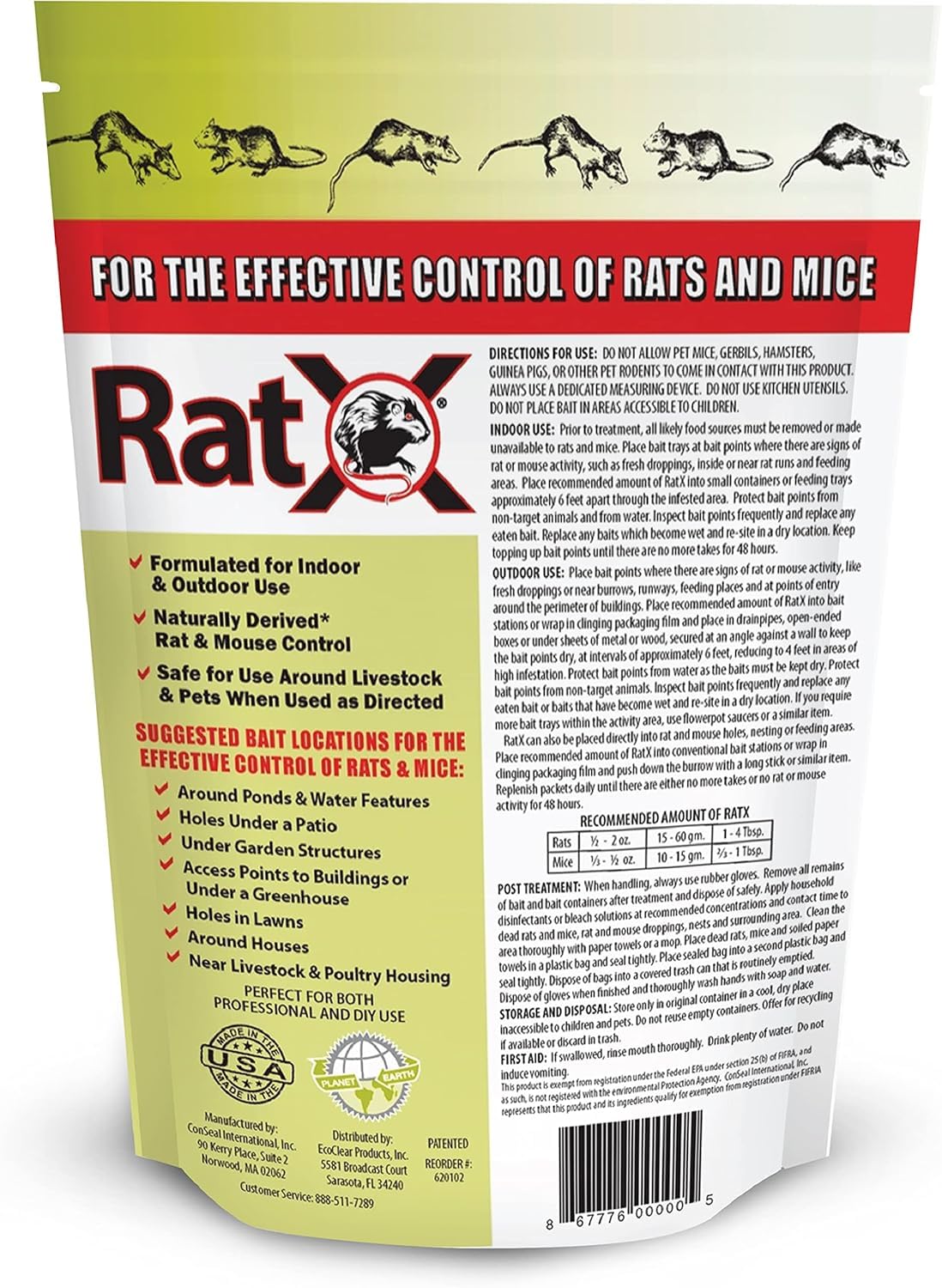 EcoClear RatX close-up of pellet texture highlighting consistent bite-sized formulation