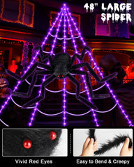 ECOHDT close-up of 48-inch giant spider with red eyes for spooky realism