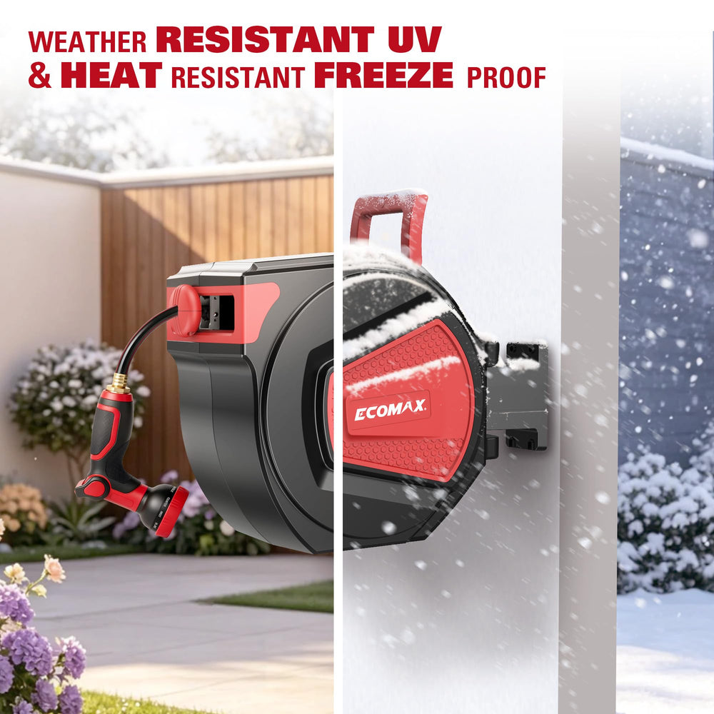 ECOMAX 9-pattern nozzle spraying gentle shower on flowers for precise watering control