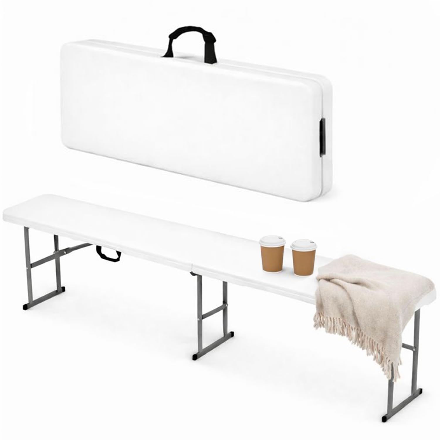 EconoHome front view of bench showing stable seating and clean white finish