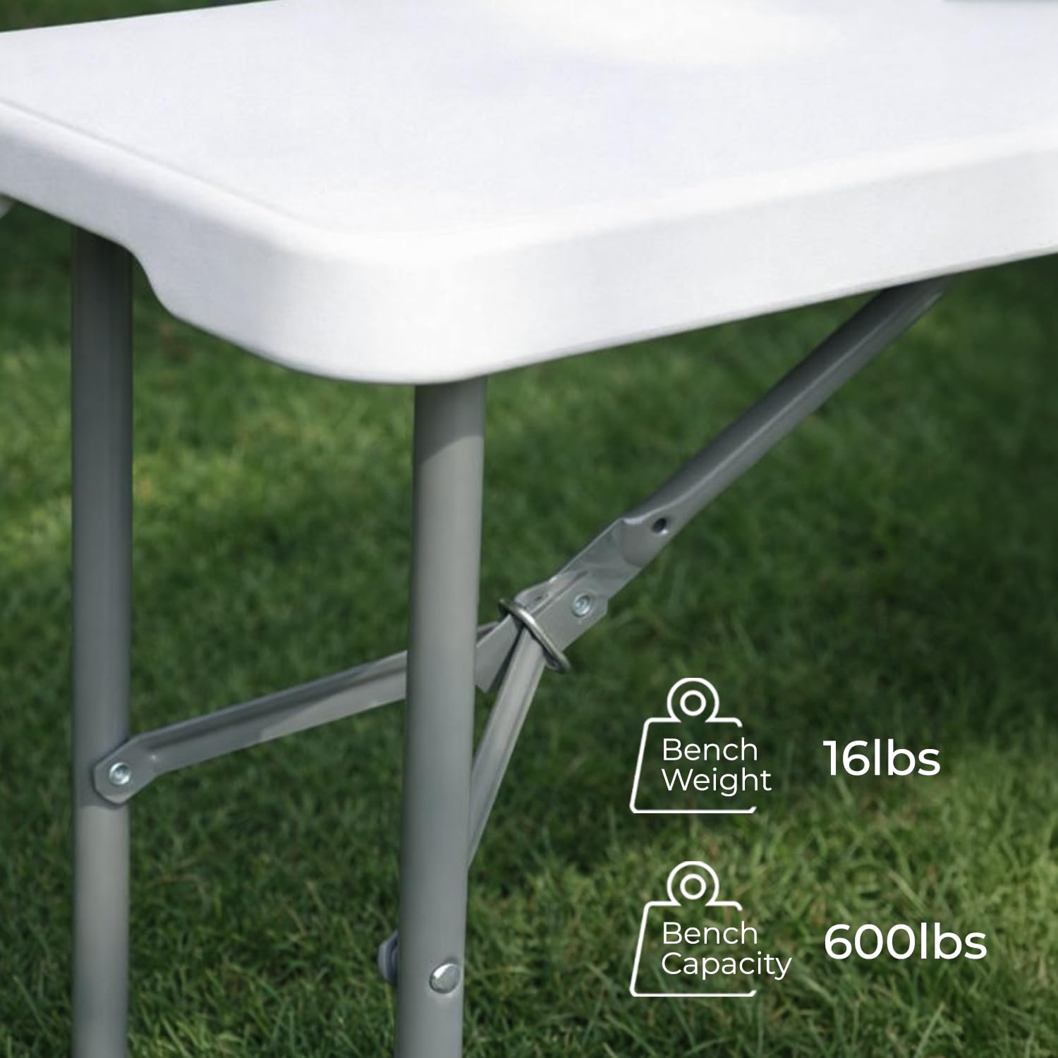 EconoHome bench beside measuring tape showing six-foot seating capacity