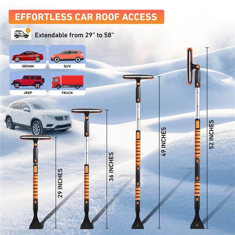 EcoNour close-up of soft bristles protecting paint while clearing snow