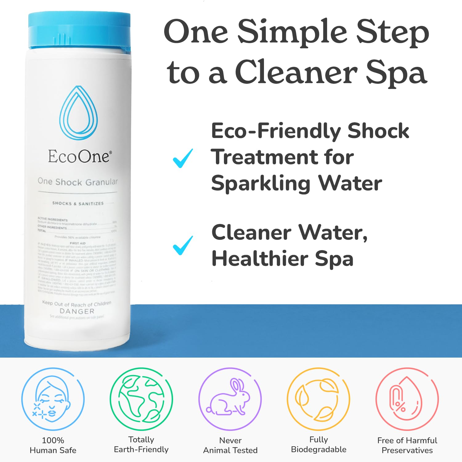 ecoone One Shock being added to a hot tub for easy maintenance