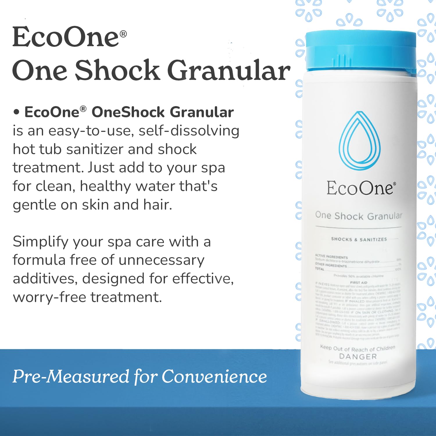 ecoone One Shock open container with white granules for quick dissolution