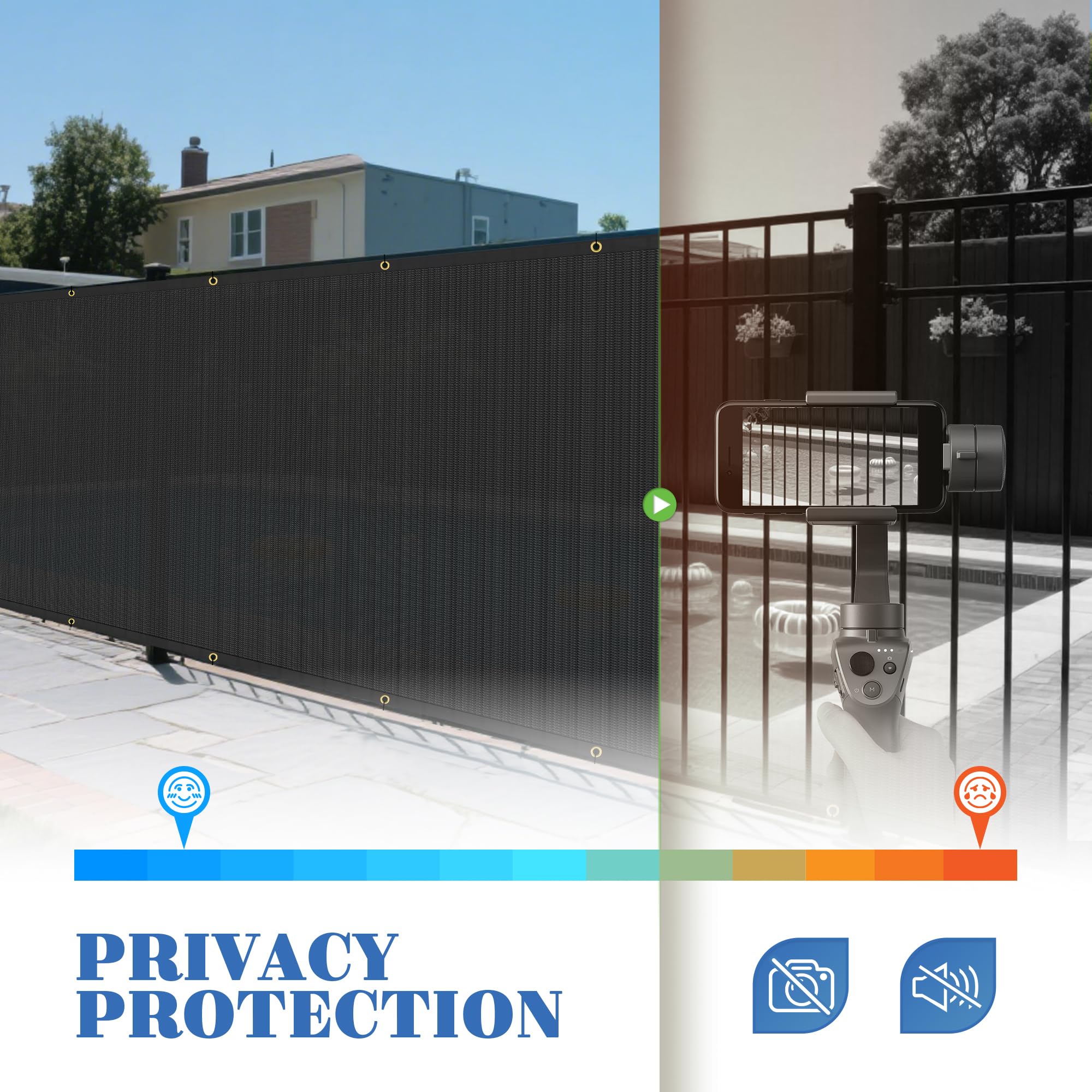 ECOOPTS installed on chain link fence providing privacy and wind buffering
