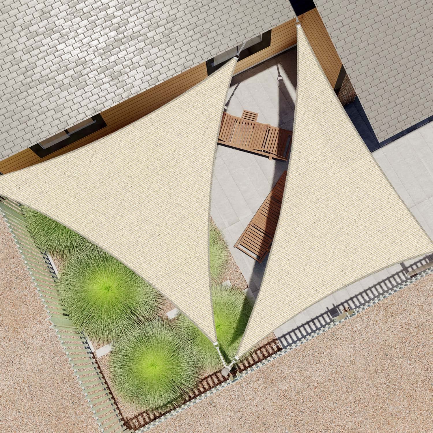 ECOOPTS beige sail in sunlight showing color stability and UV resistance