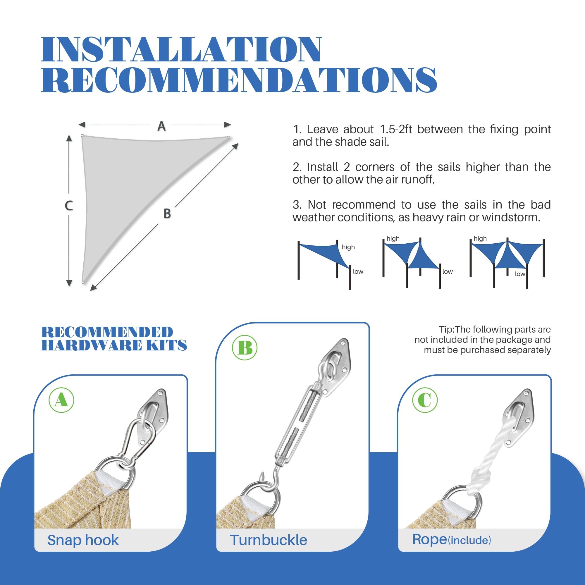 ECOOPTS sail next to ladder showing size and scale for planning installation