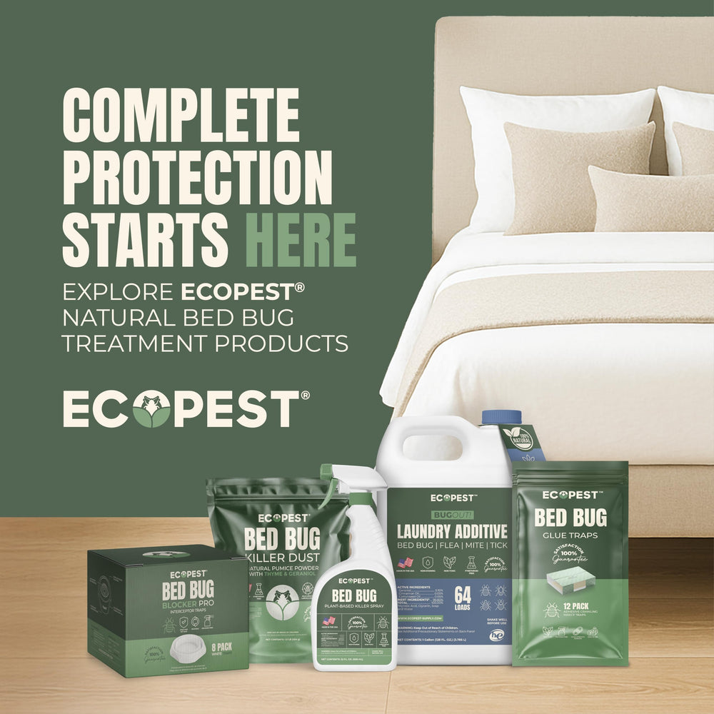 ECOPEST label and icons image showing simple placement steps and non-toxic mechanical design