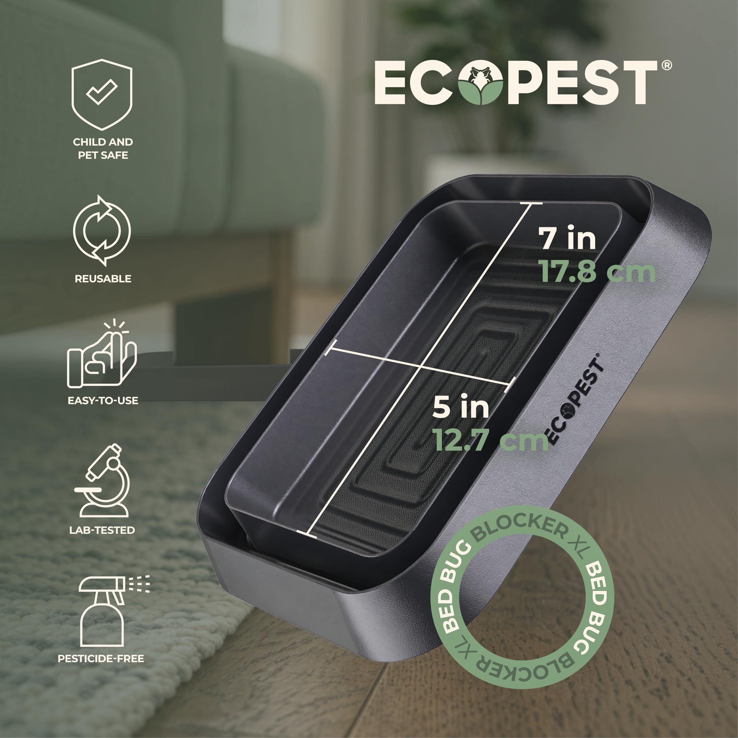ECOPEST four traps arranged to show complete bed and furniture coverage