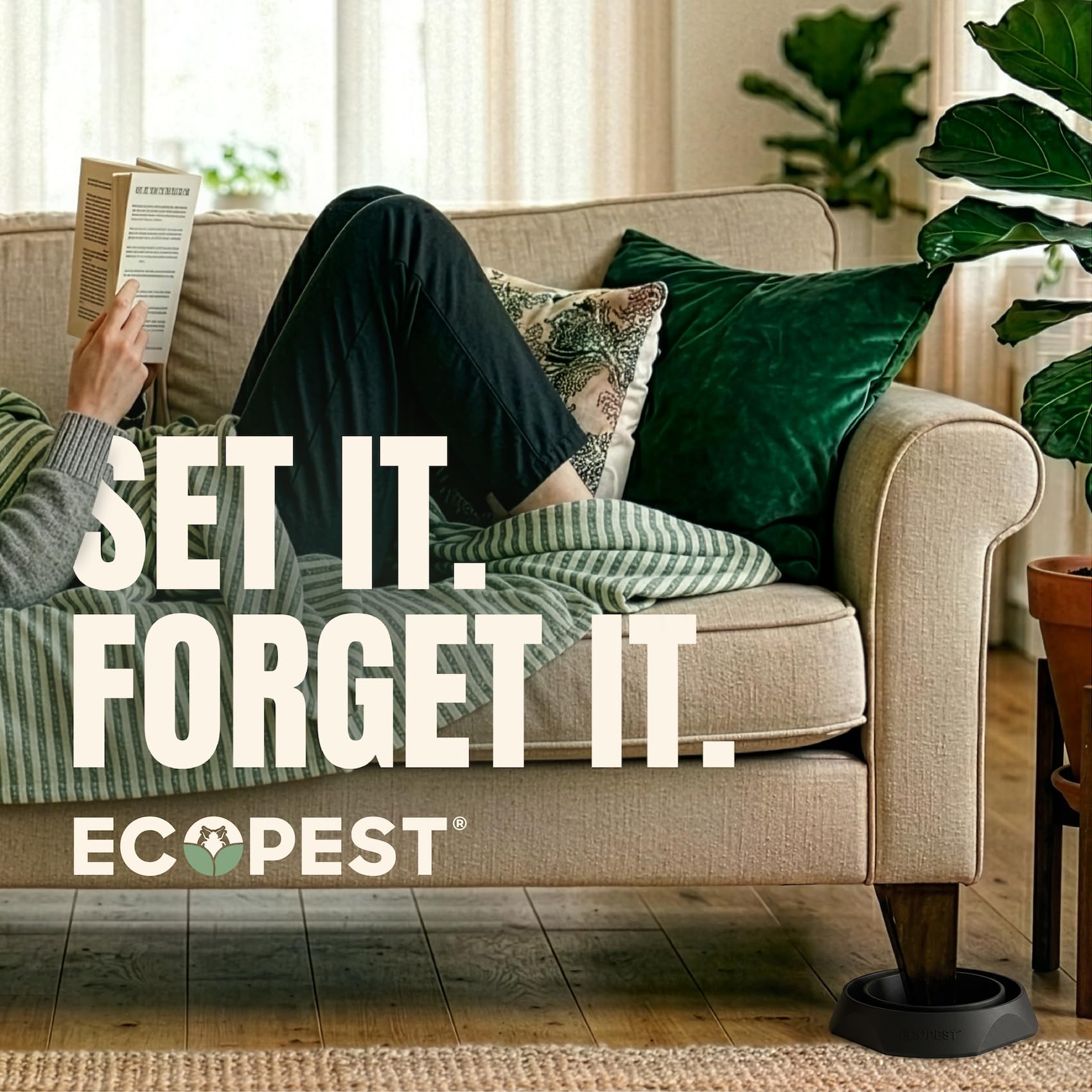 ECOPEST XL trap with a wooden bed post illustrating secure fit and detection
