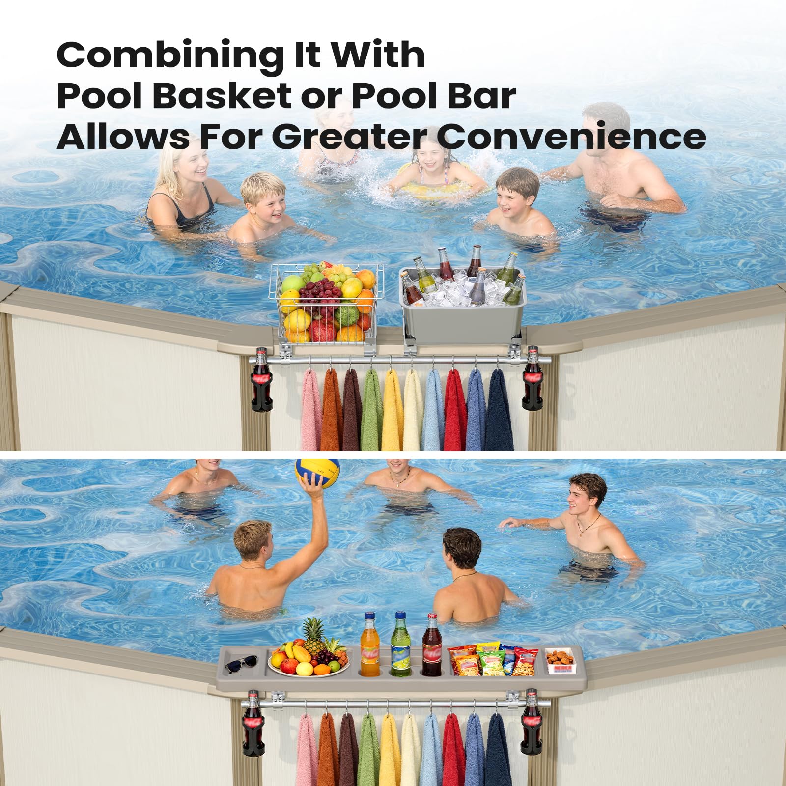 ECOPOOLTECH baskets beside ruler to show capacity and size clarity