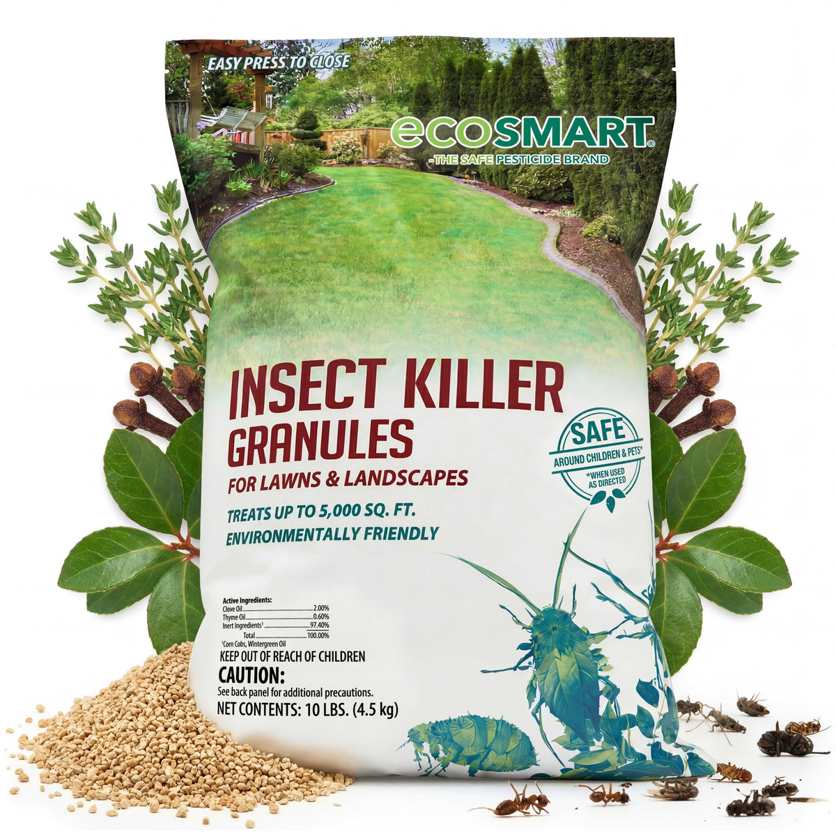 EcoSmart front packaging showing 10 lb bag and coverage details