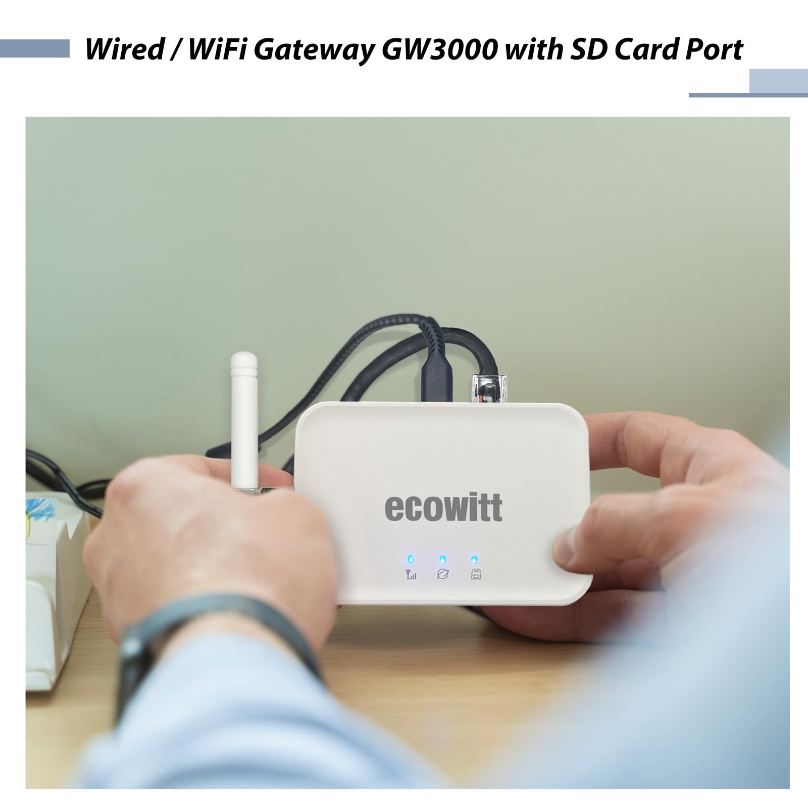 ECOWITT GW3000 receiving signals from outdoor ECOWITT sensors benefit: centralized data collection