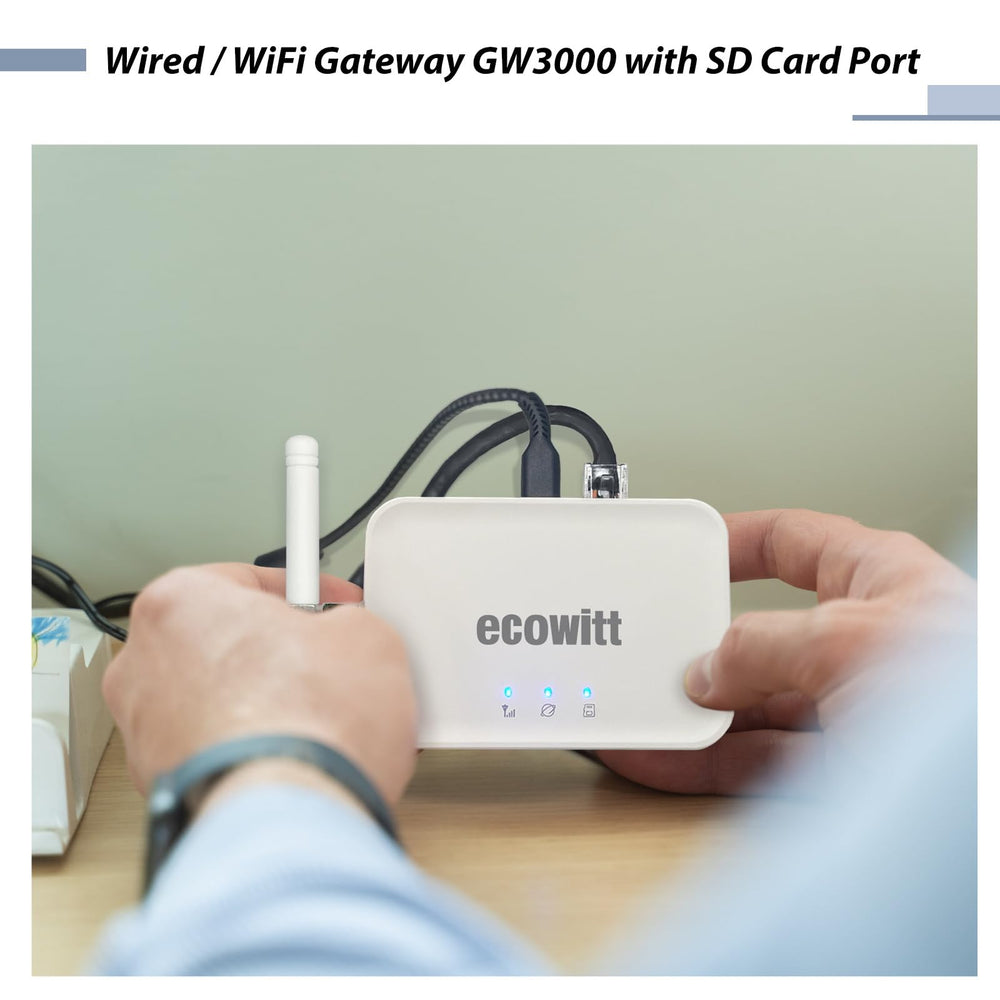 ECOWITT GW3000 receiving signals from outdoor ECOWITT sensors benefit: centralized data collection