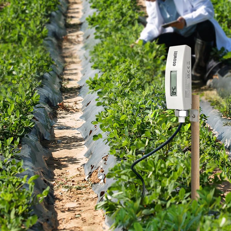 ECOWITT WH51L paired with an Ecowitt gateway and smartphone app for remote monitoring convenience.