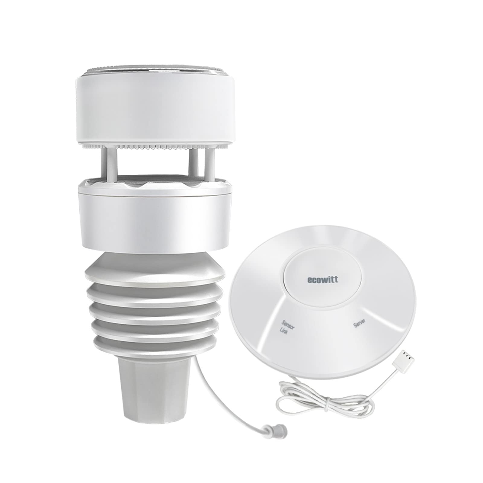 ECOWITT Wittboy front view showing full sensor head and durable housing benefit: weatherproof monitoring