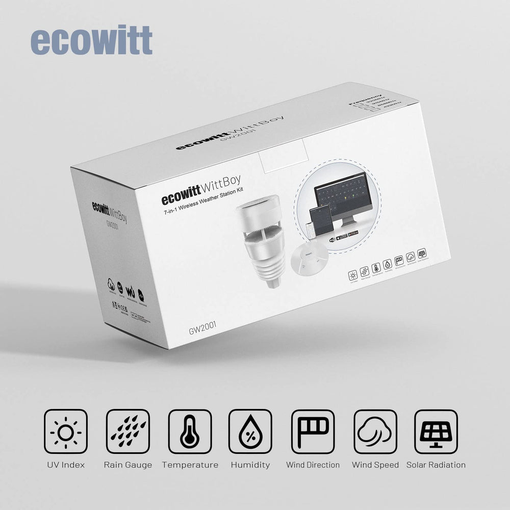 ECOWITT Wittboy next to a ruler for scale showing compact size benefit: small footprint