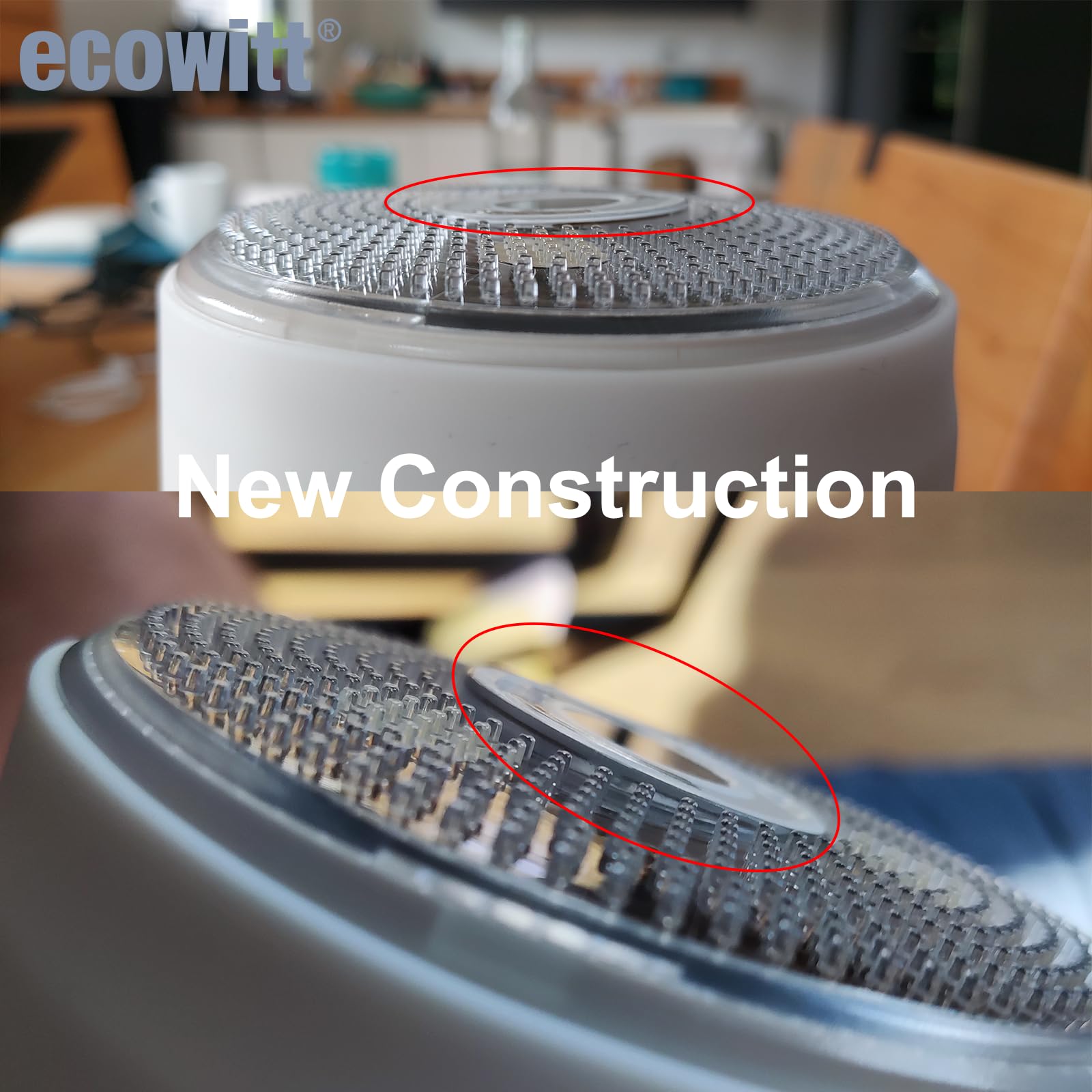 ECOWITT WS90 anemometer and vane detail showing wind measurement accuracy