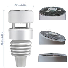 ECOWITT WS90 top rain sensor closeup showing haptic detector benefit: precise rainfall detection