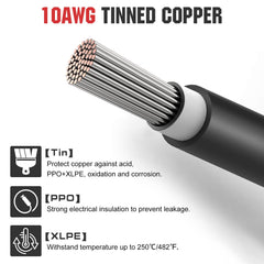 ECO-WORTHY coiled 20ft 10AWG cable neatly wound, illustrating easy storage and deployment