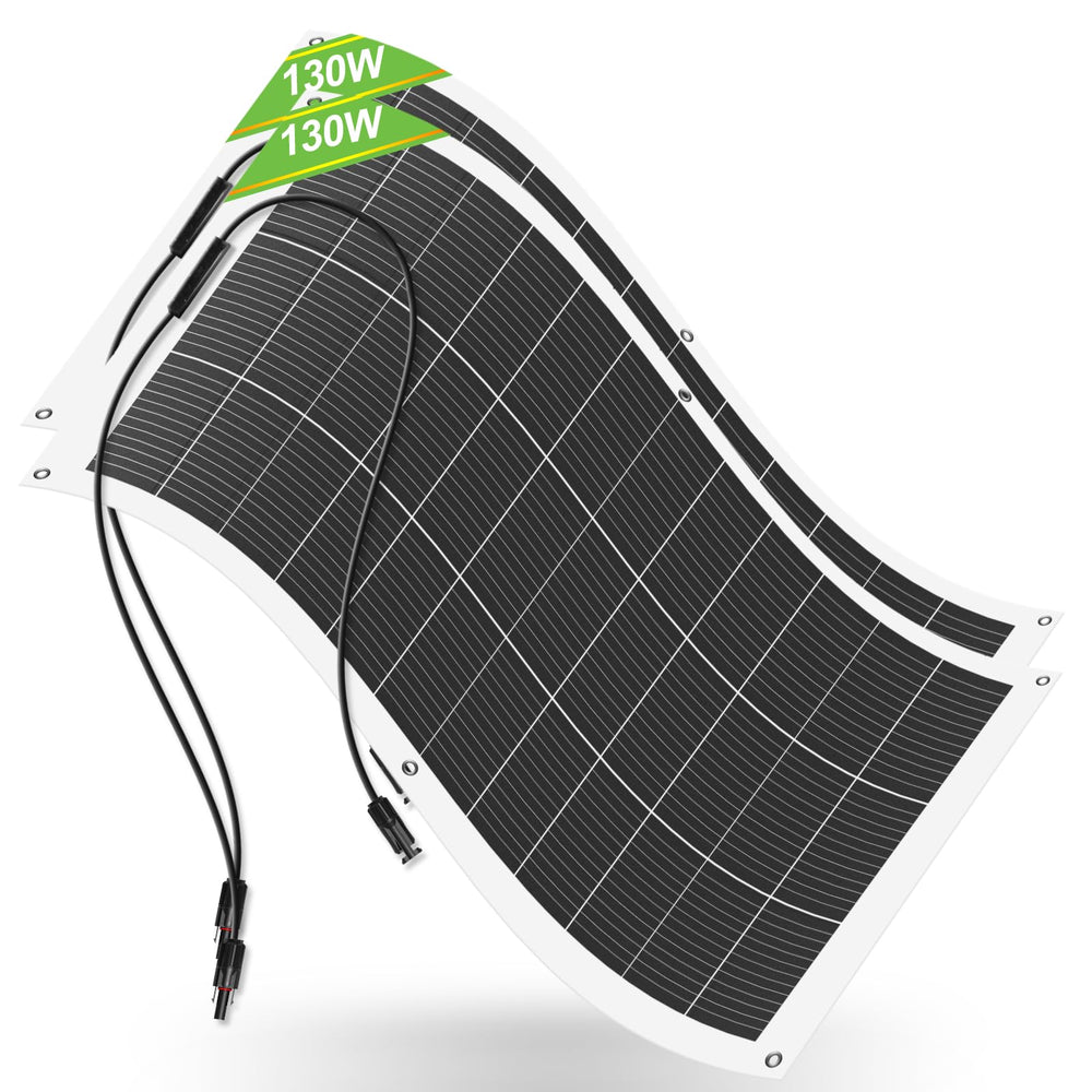 ECO-WORTHY front view of flexible panel showing sleek lightweight profile and portability